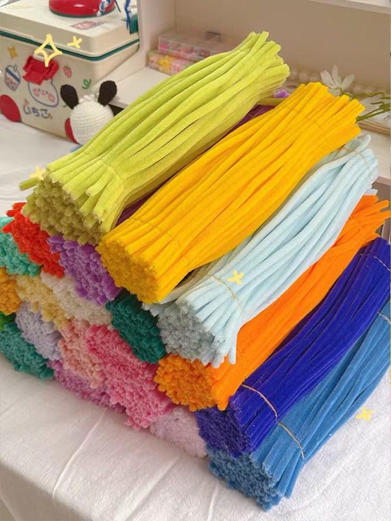 100pcs 8mm Super Dence Pipe Cleaner 30cm, DIY Flower Making Supplies Chenille Stem 104 Colors Available