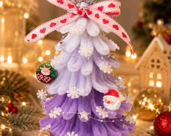 Handmade Xmas Tree House, Pipe Cleaner Holiday Village, Festive Tabletop Decor, Mini House Gift