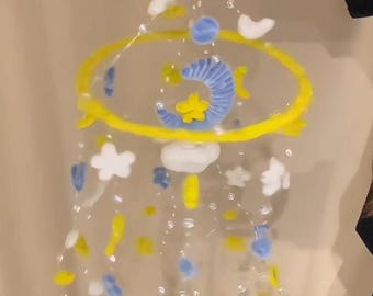 Cloud Moon Star Wind Chime, Handmade Pipe Cleaner Hanging Decor, Nursery Room Mobile, Dreamy Window Ornament, Cute Gift
