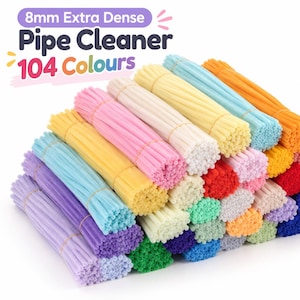 100pcs 8mm Super Dence Pipe Cleaner 30cm, DIY Flower Making Supplies Chenille Stem 104 Colors Available