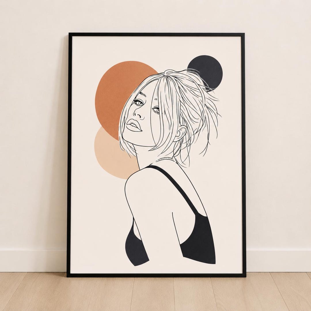 Minimalist Woman Line Art Print Modern Feminine Abstract Neutral Wall ...