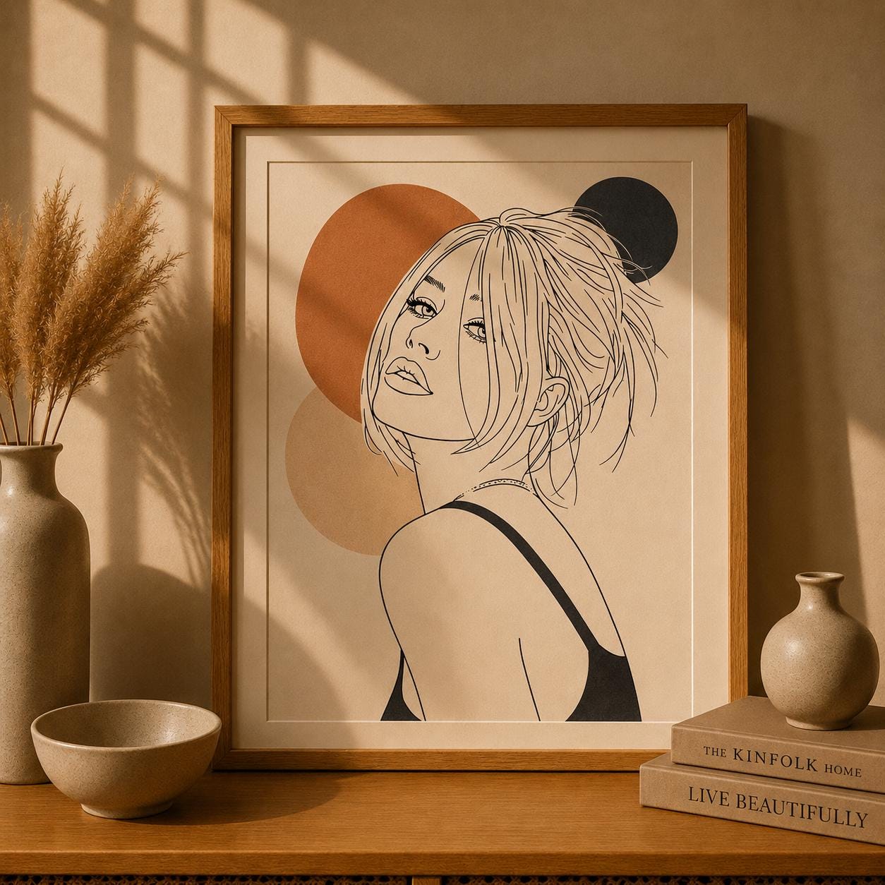 Minimalist Woman Line Art Print Modern Feminine Abstract Neutral Wall ...