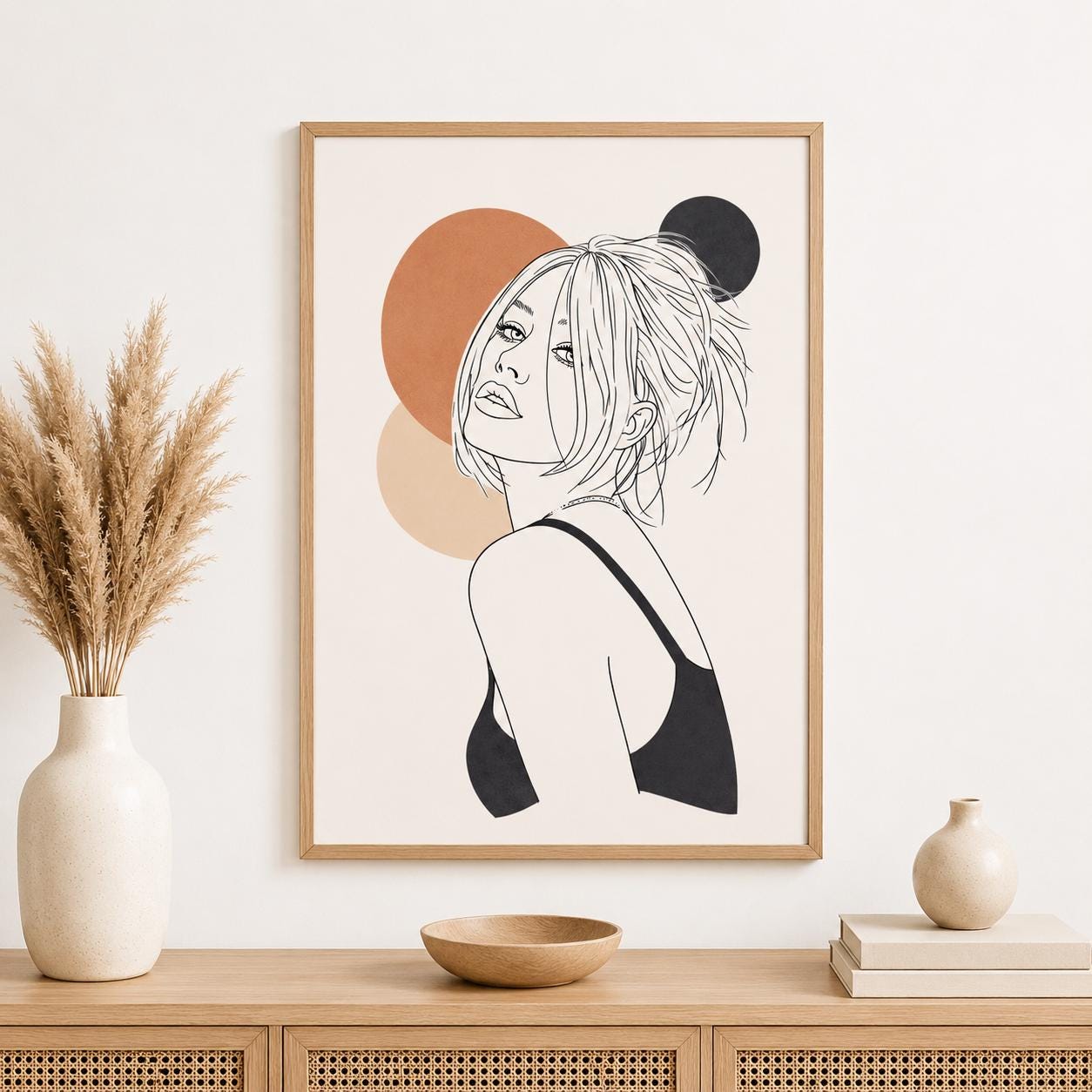 Minimalist Woman Line Art Print Modern Feminine Abstract Neutral Wall ...