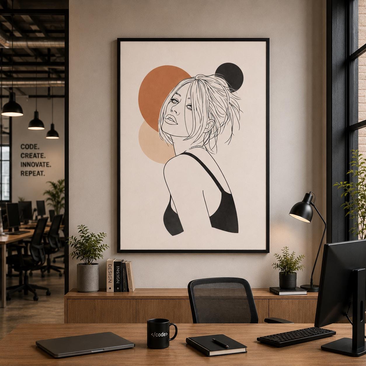 Minimalist Woman Line Art Print Modern Feminine Abstract Neutral Wall ...
