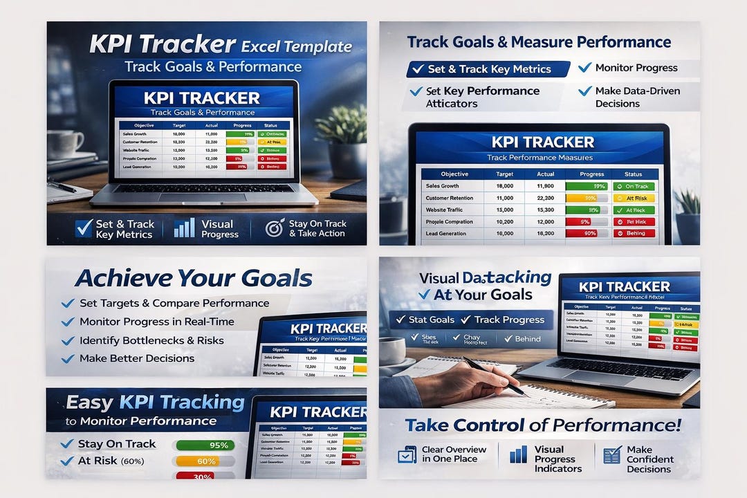 Kpi Progress Tracking KPI Tracker Excel | Performance Tracker for Goals, Metrics and Results ...