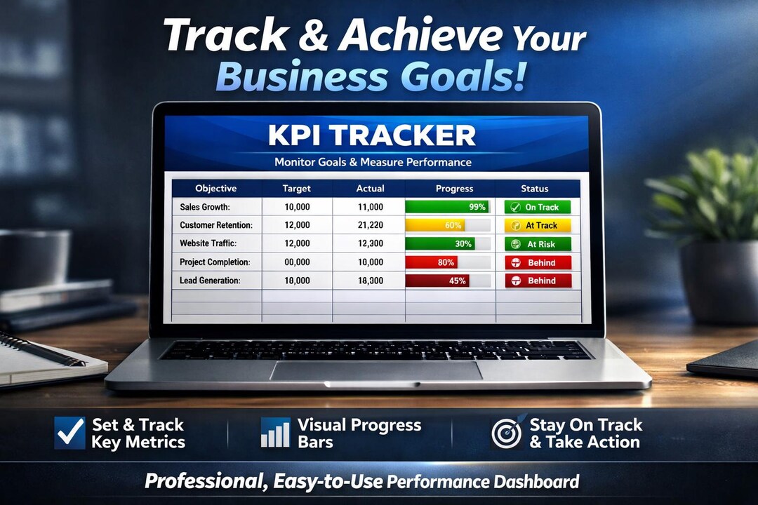 KPI Tracker Excel Template | Performance Dashboard for Goals and ...