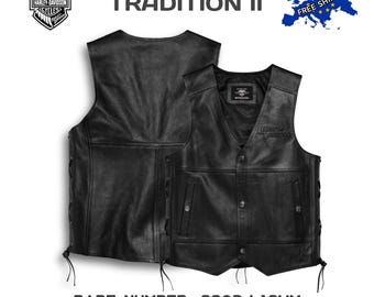 Chaleco de cuero negro para hombre Harley-Davidson Tradition II (98024-18VM)