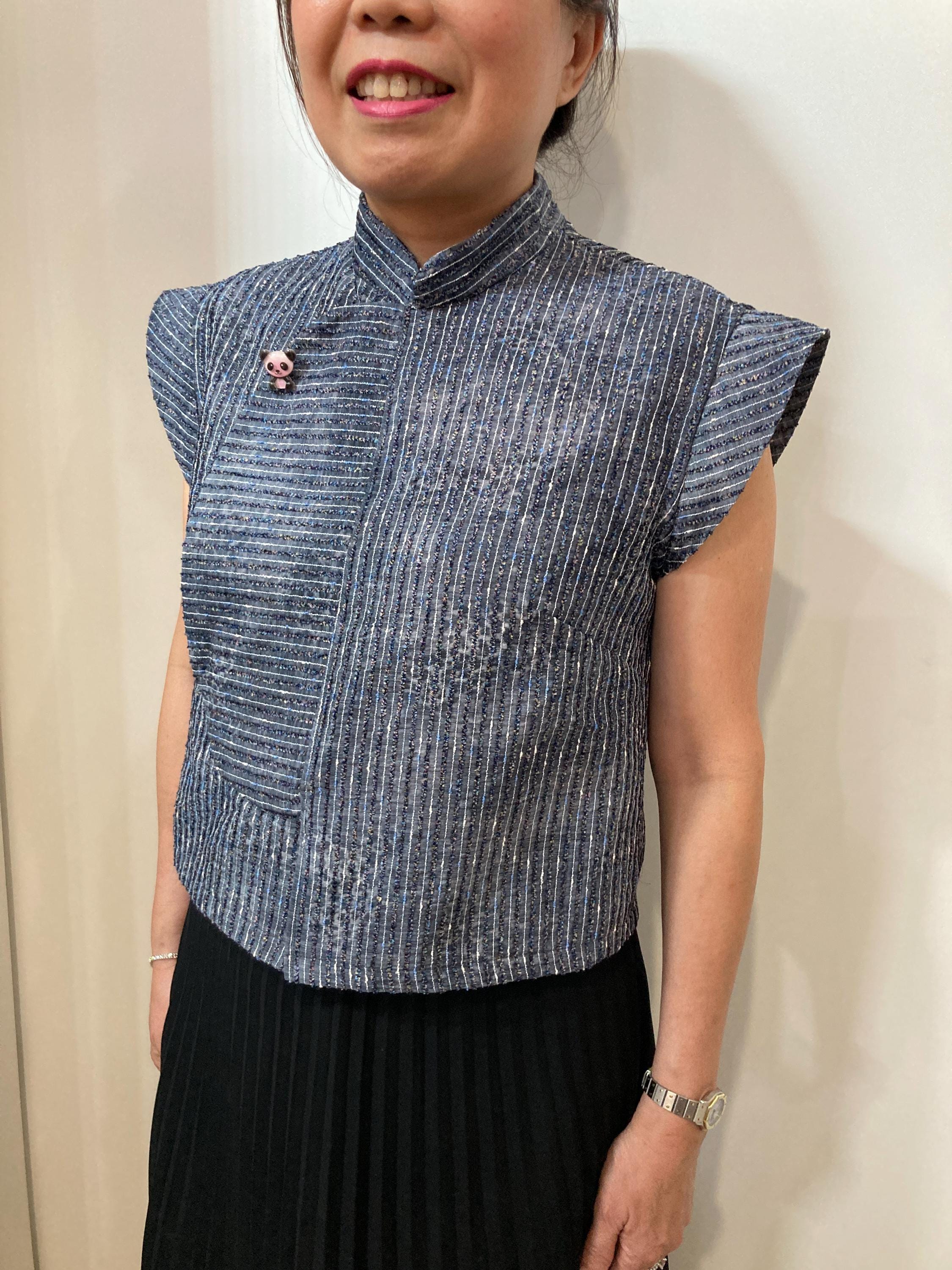Kitsune Samfu Crop Top Sewing Pattern PDF, Mandarin Collar Blouse