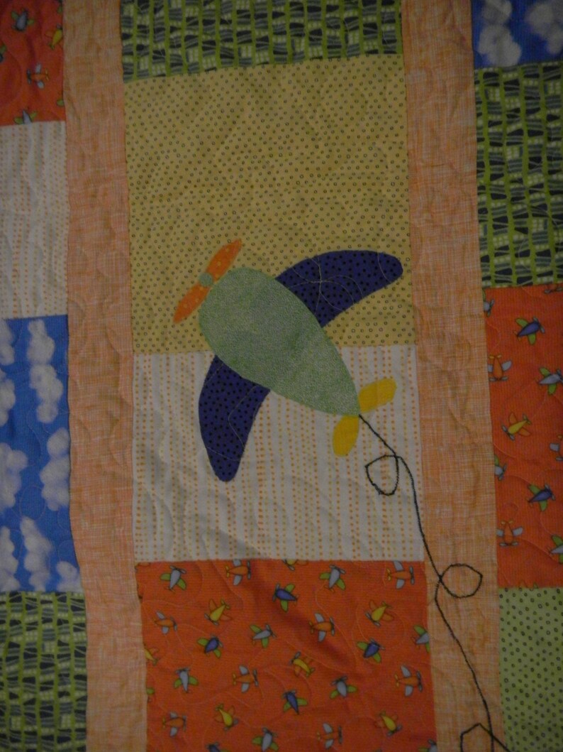 OOAK Quilt Lap Quilt Baby Boy Gift Boy/'s Quilt: Airplane Quilt Pilot Quilt Baby Gift Appliqued Quilt Aviation Quilt Baby Shower