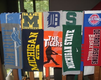 Bufanda de camiseta reciclada: colores personalizados del equipo, larga