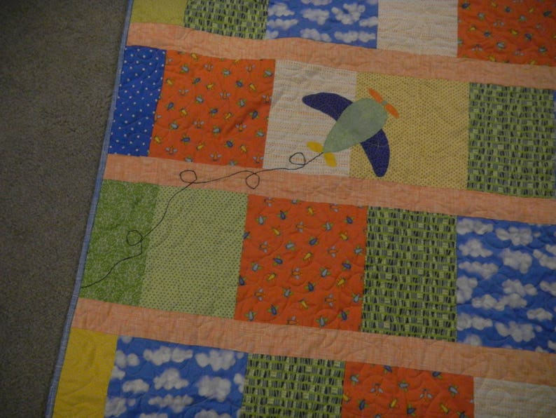 OOAK Quilt Lap Quilt Baby Boy Gift Boy/'s Quilt: Airplane Quilt Pilot Quilt Baby Gift Appliqued Quilt Aviation Quilt Baby Shower