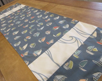 Sailboat Table Runner, summer sailing , sailboat decor, sailboat kitchen, sailboat kitchen decor, summer boating, boat decor, beach picnic