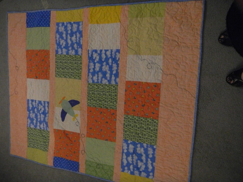 OOAK Quilt Lap Quilt Baby Boy Gift Boy/'s Quilt: Airplane Quilt Pilot Quilt Baby Gift Appliqued Quilt Aviation Quilt Baby Shower