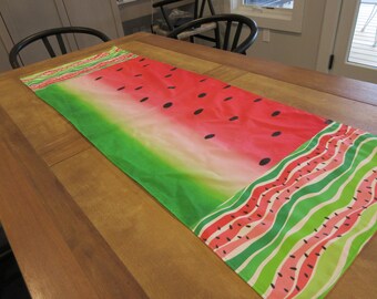 Watermelon Table Runner, summer picnic, summer party, OOAK table runner,  OOAK gift, outdoor entertaining, 4th of July picnic, fresh fruit