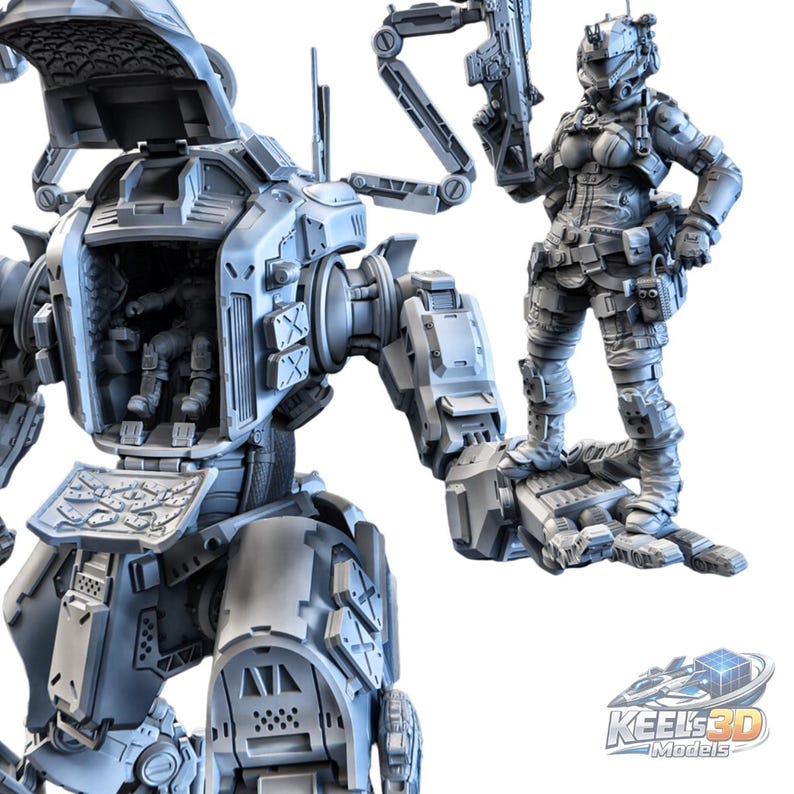 Mech Variant Stl Giant Sci-fi Battle Mech STL | Futuristic Walker Robot Statue ...