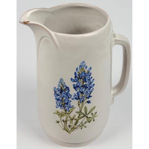 Vintage Frankoma Pottery Ceramic 2QT Jug Pitcher Texas Bluebonnet 9.5in