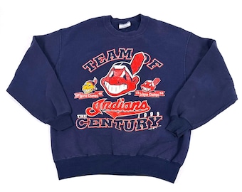 Sudadera vintage de los Cleveland Indians de 1995, Equipo del Siglo, talla grande para hombre.