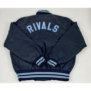 Vintage 80's Rivals Beverly Park Champions Bomber Jacket Mens Large Navy Blue