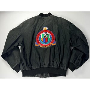 Vintage Disney Bomber Jacket Mickey Mouse International Men's M Leather Black