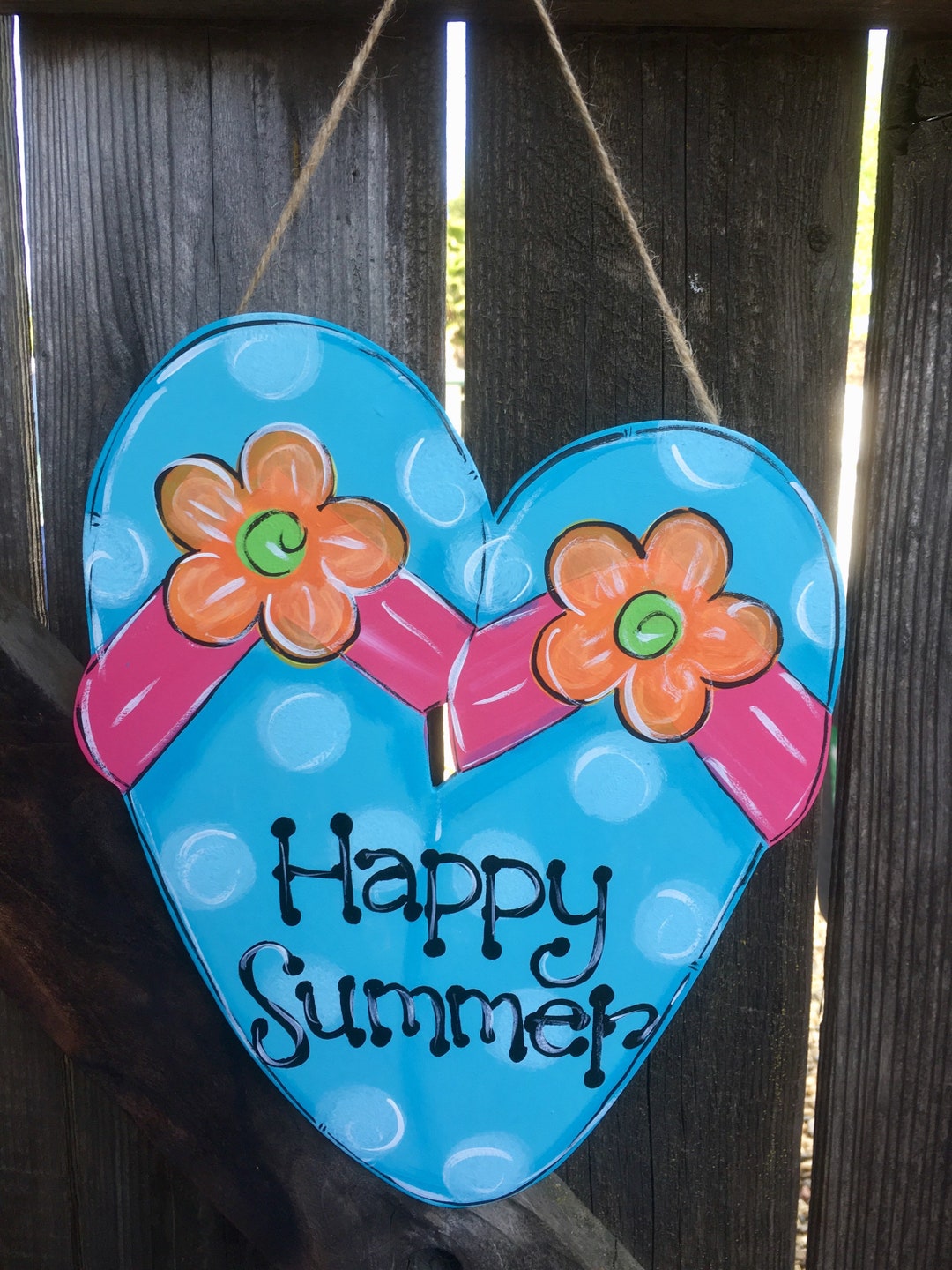 FLIP FLOPS Door Hanger SIGN Happy Summer Decor Wall Hanger Plaque Beach ...