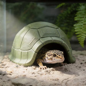 Turtle Shell Hide for Reptiles – 3D Printed, Front & Back Openings, for Gecko