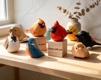 Hand-Carved Wooden Bird Sculpture,Rustic Bird Decor,Nature Enthusiast Gift