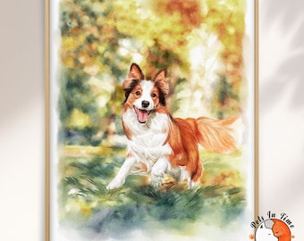 Watercolor Pet Portrait from Photo, 100% Hand-Drawn Custom Dog Portrait, Dog Memorial Gift