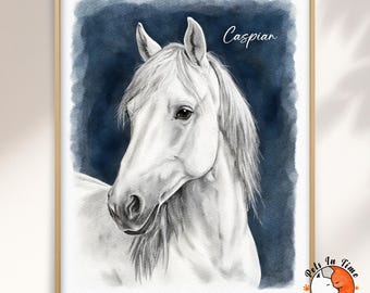 Custom Hand-Drawn Pet Portrait, Watercolor Horse Painting from Photo, Gift for Pet Lover, Pet Memorial Gift, Gift for him