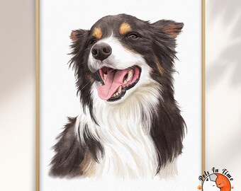 Custom Watercolor Dog Portrait, Hand-Drawn Dog Portrait from Photo, Gift for Pet Lover, Pet Memorial Gift, Pet Memorial Art