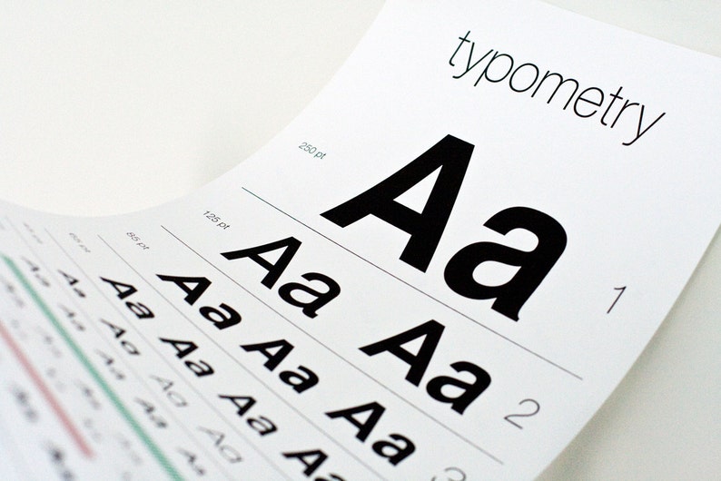 Typometrie-scherm gedrukte oog grafiek voor de liefhebbers van de typografie