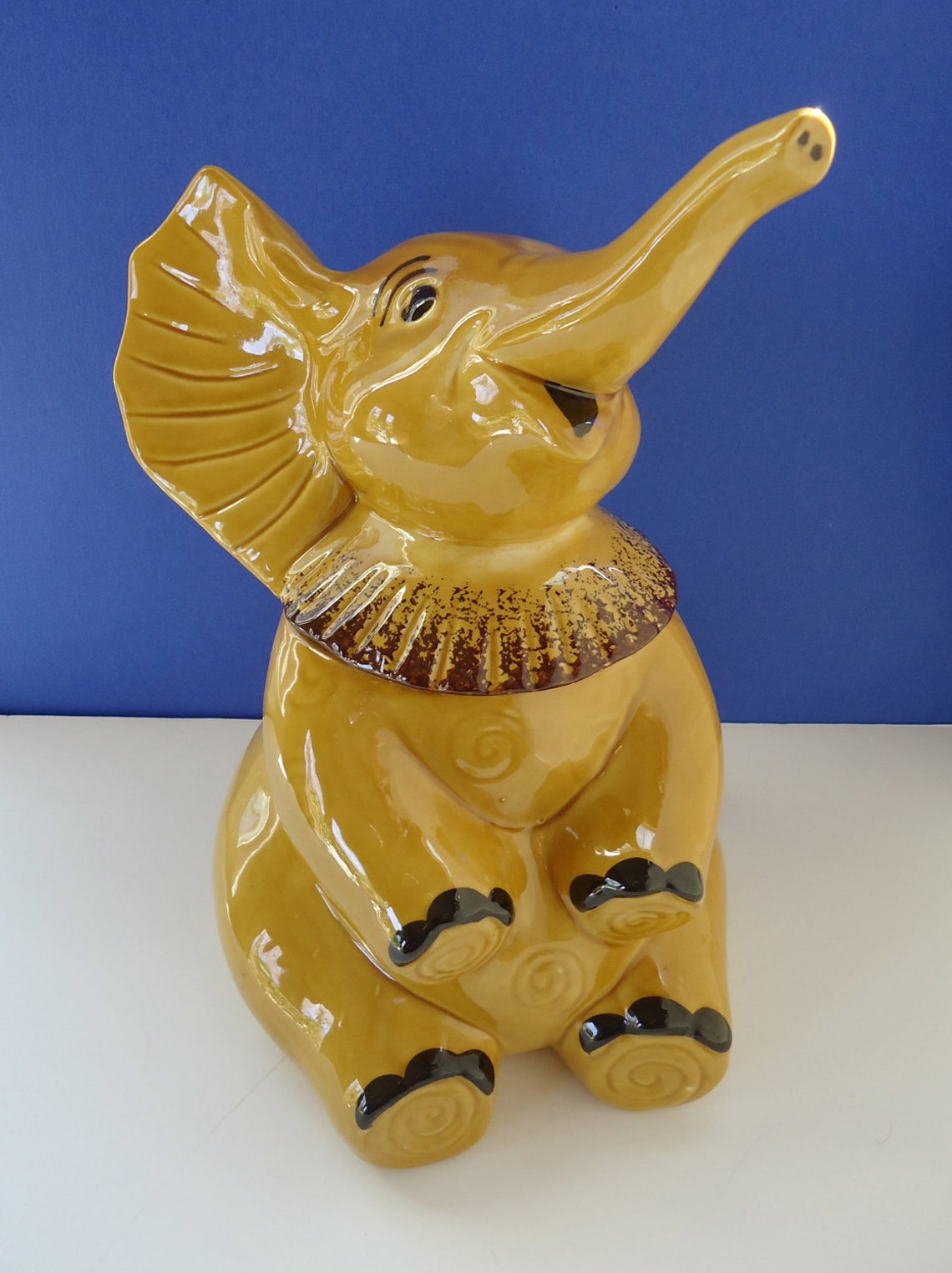 Vintage Elephant Ceramic Cookie Jar Etsy