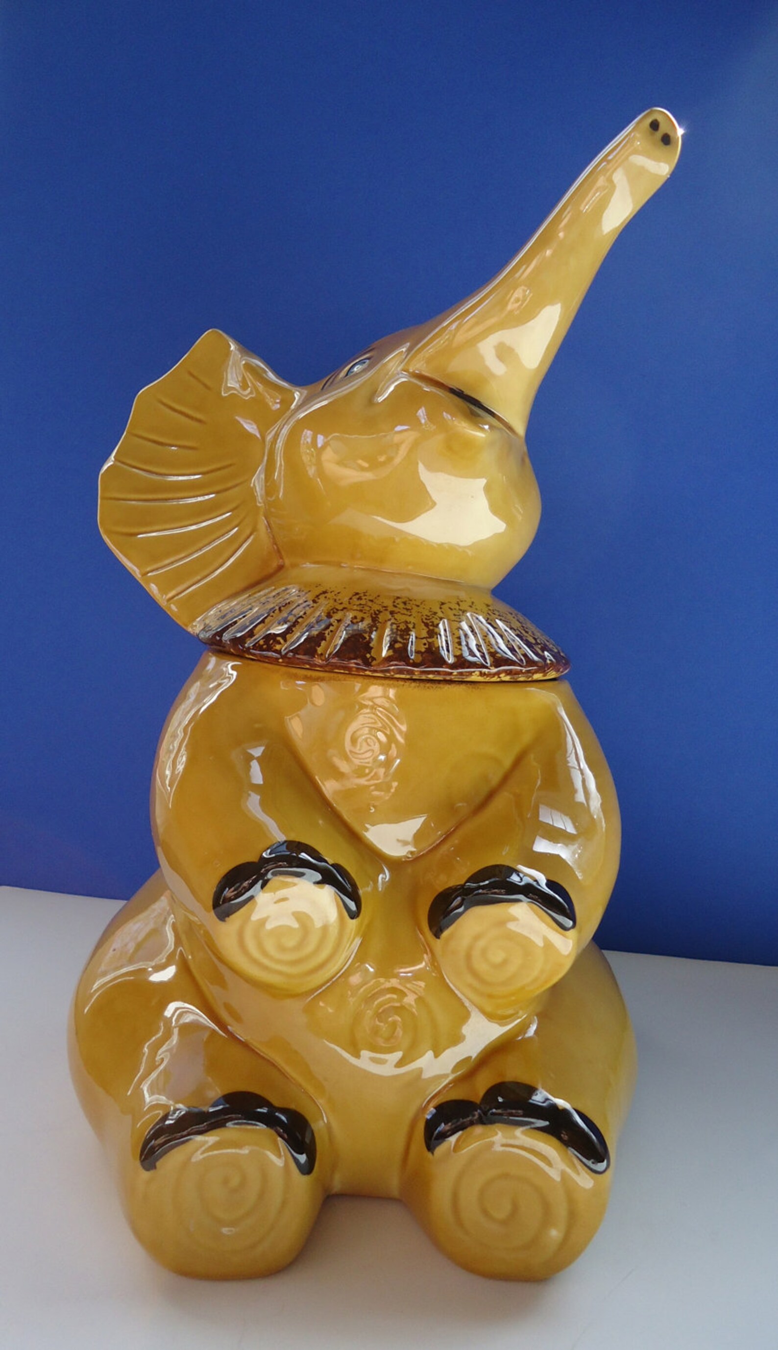 Vintage Elephant Ceramic Cookie Jar Etsy