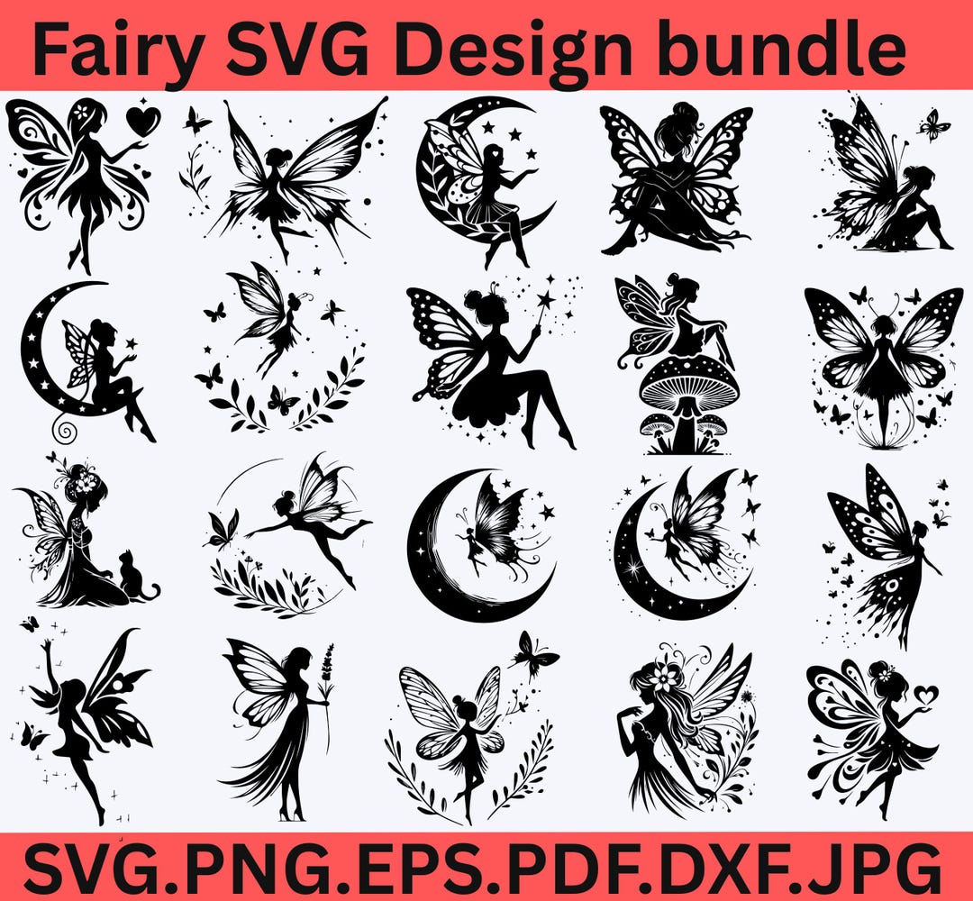 Cute Fairy SVG Design Bundle | Magical Fairy Cricut Cut File | Fantasy ...