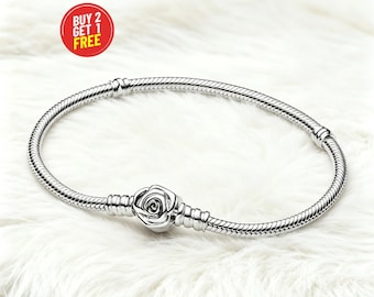 Bracelet chaîne en forme de serpent avec fermoir en argent sterling Moments Rose en cadeau pour elle