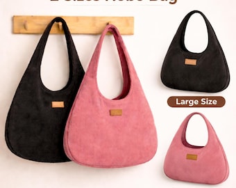 Easy Hobo Bag Sewing Pattern, Curved Shoulder Tote, 2 Sizes (Large Small) (PDF Download)