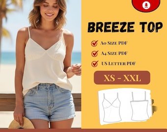 Breeze Top Sewing Pattern | Women's Cami Top PDF (XS-XXL)