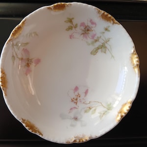 Antique Theodore Haviland Limoges Butter Pats Set of 3: Apple Blossoms, Gold Daubs