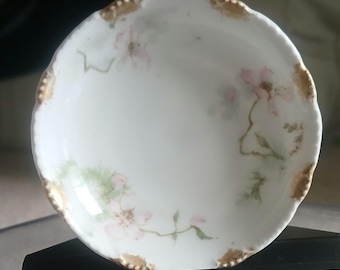 Antike Theodore Haviland Limoges Butter Pats 3er Set: Apfelblüten, Gold Tupfen