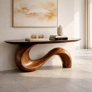 Consolle ZenCurve realizzata a mano in legno massello