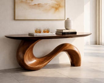 Handmade ZenCurve Solid Wood Console Table