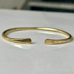 Handmade Solid Brass Bangle, Adjustable Minimalist Cuff Bracelet, Stacking Jewelry