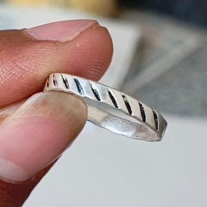 Bague en argent sterling à motif diagonal, bijoux empilables minimalistes