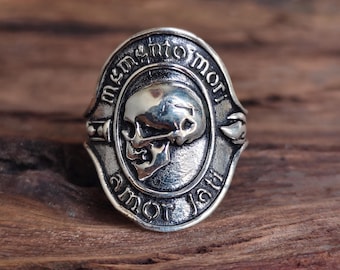 Sterling Silver Memento Mori Skull Pendant: Amor Fati Stoic Jewelry - Etsy
