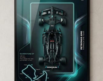 Premium Mercedes F1 LEGO Technic 42171 Wall Display Frame | Large A1 Aluminum Frame 59.4 × 84.1 cm | FREE Shipping | 3D Mount Included