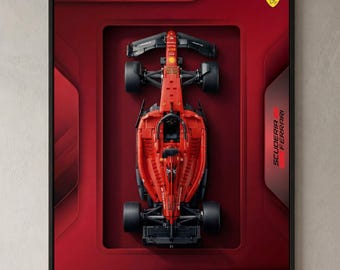 Premium Ferrari SF-24 LEGO Technic 42207 Wall Display Frame | Large A1 Aluminum Frame 59.4 × 84.1 cm | FREE Shipping | 3D Mount Included