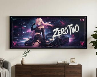 Zero Two Anime Panoramic Canvas Print, Extra Wide Statement Decor