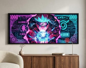 Naruto Anime Panoramic Canvas Wall Art, Extra Wide Modern Print, Living Room Statement Decor