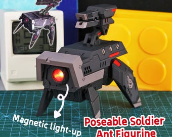 Figura de perro mecánico de Girls Frontline impresa en 3D en PLA, perro mecánico articulado con luz, perro robot anime, decoración de escritorio, regalo para él, regalo para friki de la tecnología