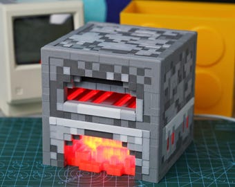 Hucha LED con forma de bloque de píxeles impresa en 3D, alimentada por USB, decoración de escritorio retro para gamers.