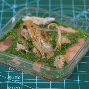 Figura de micro paisaje de fósil de mamut, modelo de bolsillo de resina, diorama 3D, estuche acrílico, decoración prehistórica, miniatura coleccionable, regalo para escritorio.